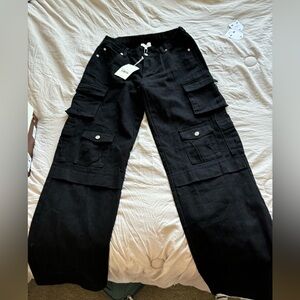 New black denim cargo pants BOHME